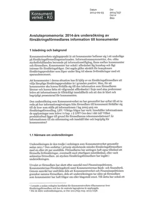 Avslutspromemoria 2014 - Undersökning av försäkringsförmedlares informationsg... (Bild)