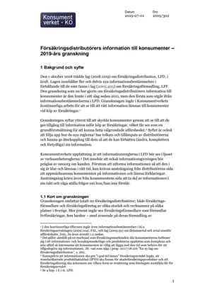Försäkringsdistributörers information till konsumenter – 2019-års granskning (Bild)