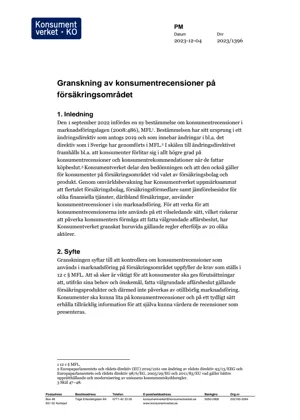 Granskning av konsumentrecensioner på försäkringsområdet (Bild)