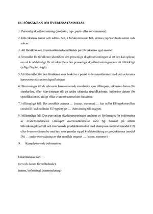 EU-försäkran om överensstämmelse (Bild)
