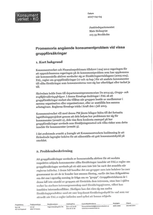 Promemoria angående konsumentproblem vid vissa gruppförsäkringar (Bild)
