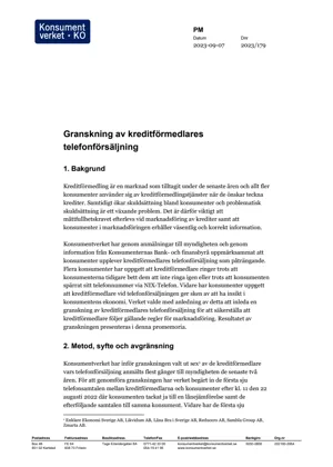 Granskning av kreditförmedlares telefonförsäljning (Bild)