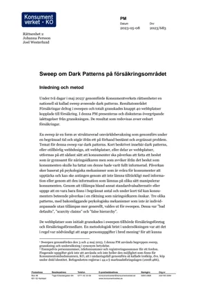 Sweep om Dark Patterns på försäkringsområdet (Bild)
