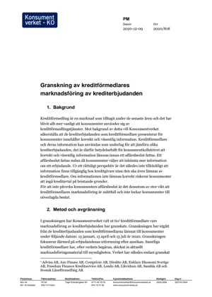 Granskning av kreditförmedlares  marknadsföring av krediterbjudanden (Bild)