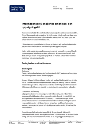 Informationsbrev angående bindnings- och uppsägningstid (Bild)