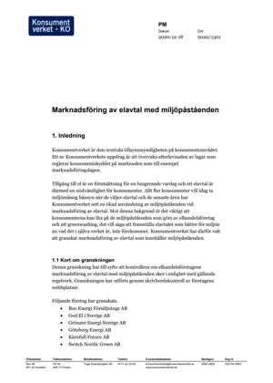 Granskning av marknadsföring av elavtal med miljöpåståenden&nbsp; (Bild)