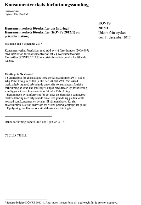 KOVFS 2018:1 Ändring om prisinformation (Bild)