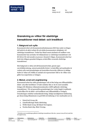 Granskning av villkor för obehöriga transaktioner med debet- och kreditkort (Bild)