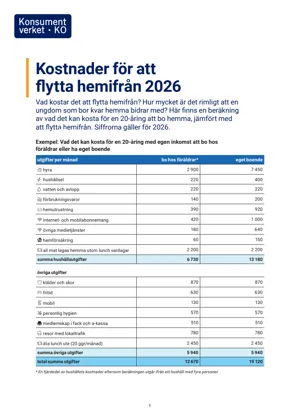 Kostnader för att flytta hemifrån (Bild)