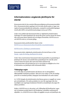 Informationsbrev till företag om jämförpris för elavtal (Bild)