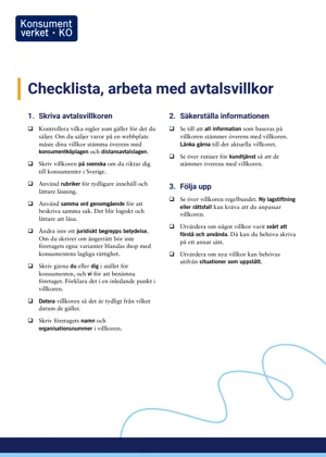 Checklista arbeta med avtalsvillkor (Bild)