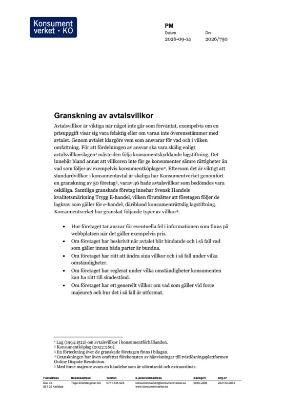 Granskning av avtalsvillkor (Bild)
