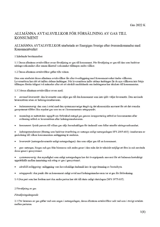 BÖ 2022:9 Avtalsvillkor för gas (Bild)