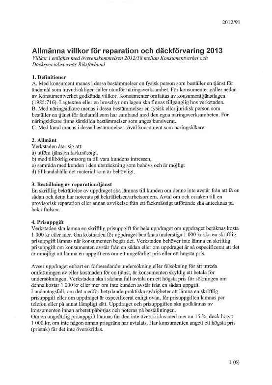 BÖ 2012:18 - Däckspecialisternas Riksförbund (DRF) (Bild)